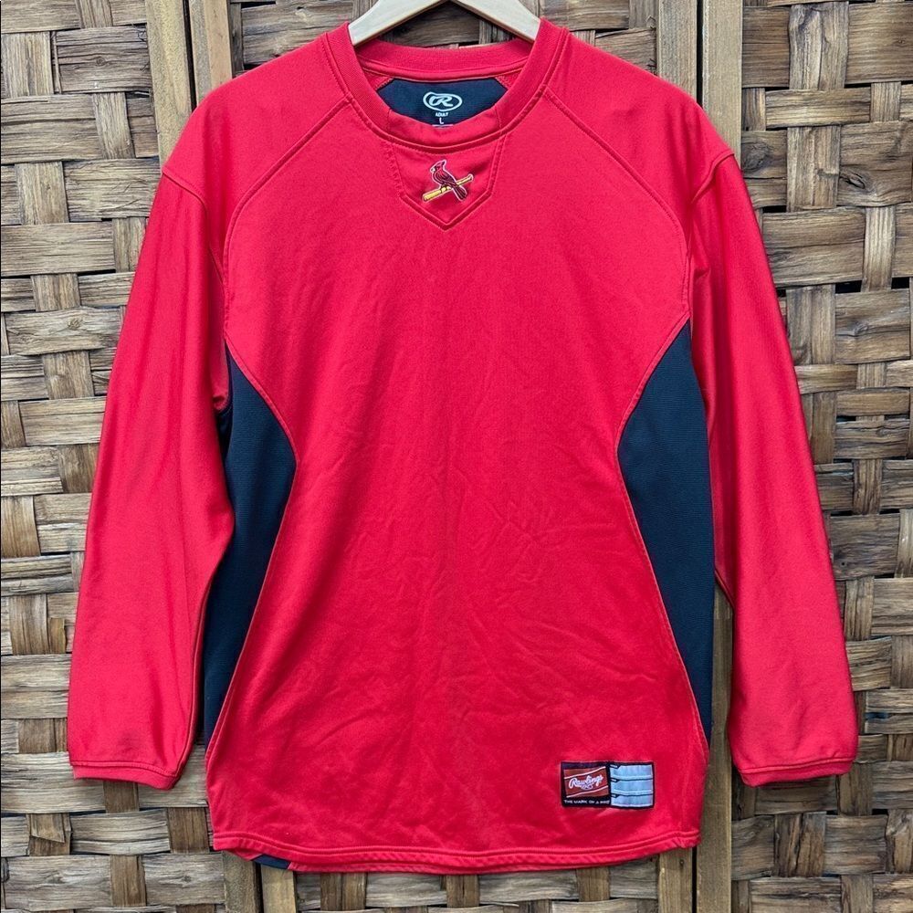 Warm Rawlings Cardinals MLB Red and Black Long Sleeve Shirt